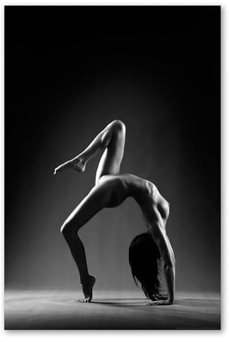 Postereck - 0037 - Nackt Aerobic, Erotik Akt Ballett Tanzen Sport - Erotisch Sexy Nackt Wandposter Fotoposter Bilder Wandbild Wandbilder - Leinwand - 100,0 cm x 75,0 cm