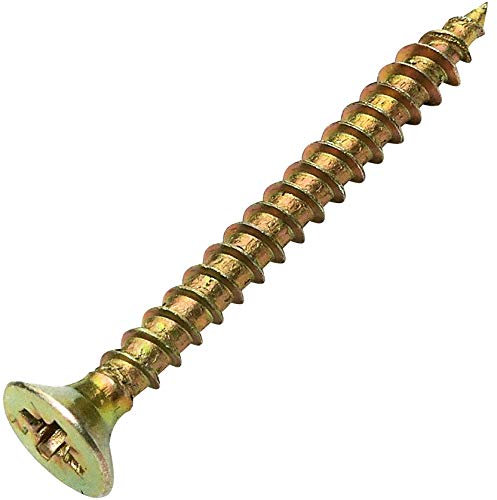 Aerzetix - C45144 - Lot de 100 - Vis à Bois - Ø3x30mm - en Acier Laitonné Métal - Tête Fraisée - à Empreinte Cruciforme Pozidriv - Couleur Laitonné