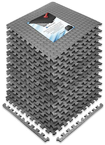 REALIKE Schutzmatten Bodenschutzmatte Puzzlematte Puzzlematte 60cm X 60cm Bodenkissen Schaumfliesen Ineinandergreifende Schaumstoffmatte für Fitnessmatte Schutz Grey Color 12 Stück