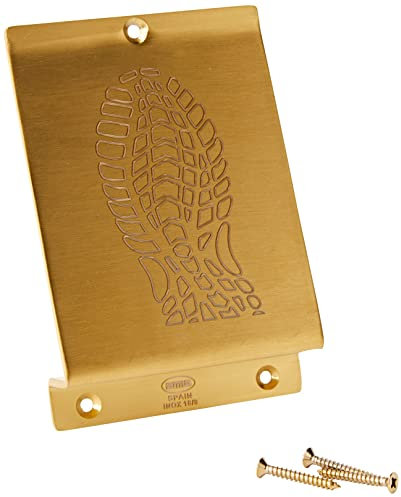 Amig - Pedal de Pie para Empuje de Puertas Pesadas Mod.1 - Abridor de Acero Inoxidable con Huella para Abrir Fácilmente Sin Manos - Ideal para Casas, Portales o Tiendas - 147 x 98 x 3 mm - Dorado