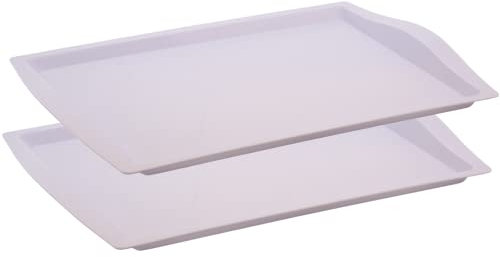 2x Serviertablett, Frühstückstablett, Plastiktablett, Kunststoff, BPA-frei, rechteckig, Gastro, Kantine, Küche, Pastell-Farben, flieder