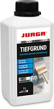 JURGA Tiefgrund LF (1L ca.10m²) Grundierung für Wand & Boden, Tiefengrund für Rigips Gipskarton Beton Estrich Putz SB-Platten (1 Liter)
