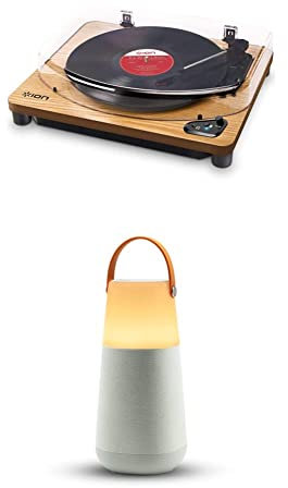 ION Audio Air LP + Bright MAX - Tocadiscos de Vinilo Bluetooth con Altavoz Bluetooth portátil Impermeable con Luces