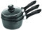 METTMANN PROFESSIONNEL Set de 3 casseroles avec 2 manches amovibles 16/18/20 cm en revêtement anti-adhésif, Tous Feux sauf Induction, Greblon C2+, Manches anti-chauffe, Couvercles
