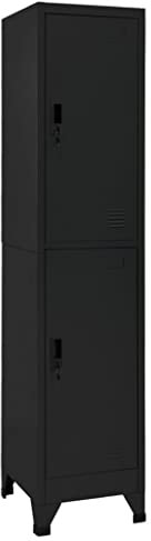 Hommdiy Schließfachschrank putzschrank Schwarz 38x45x180 cm Stahl