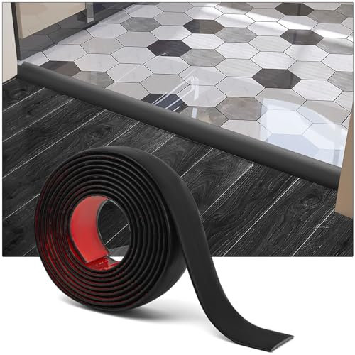 Art3d Self Adhesive Vinyl Floor Transition Strip, Laminate Strip Flat Divider for Joining Gaps, Carpet Threshold Transition, Tiles (4 FT, 1.57in, Black)