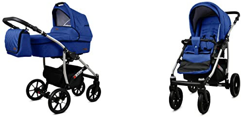 BabyLux Qbaro 2-in-1 Baby Kinderwagen Tief und Kinderwagen mit Zubehör Verstellbar und faltbar Aluminiumkonstruktion Wasserdicht Nicht abnehmbare Räder Sweet Pink