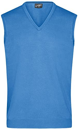 James & Nicholson Herren V-Pullunder - Klassisch geschnittener Pullunder aus hochwertiger Baumwolle | Farbe: glacier-blue | Grösse: S