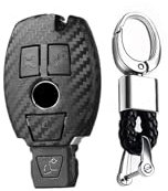 TECART Porte-clés pour Mercedes Benz AMG - en Fibre de Carbone - Accessoires ABS - 3 Boutons - Noir - B