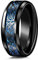 GAUEIOUR Tungsten Carbide Ring,Black Celtic Dragon Titanium Ring, Blue Carbon Fiber Inlay, Exquisite Jewelry, Suitable for Both Men and Women, Jewelry Gift (Size 7)
