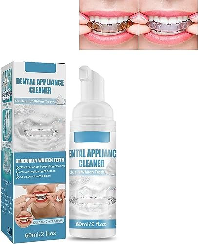 Reinigungsschaum für Mundgeräte, Zahnersatz, Nachtschutz, Retainer und Ausrichter, bekämpft schlechten Atem, 60 ml (1 Stück)