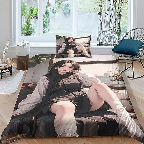 KoNsev Beauty Bedding Set 3D Beast Kissenbezug,Mikrofaser, Bettbezug Set Bettwäsche Mit Reißverschluss Für Erwachsene Geeignet Für Männer Und Frauen Single(135x200cm)