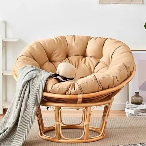 Bettschlange Hängesessel Kissen,Papasansessel Kissen,Lesesessel Rund, Gartensessel Sitzkissen,Papasan Hängesessel Kissen(Stühle Nicht Enthalten),Khaki,60x60cm