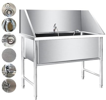 Professionelle Hundebadewanne Aus Edelstahl, Hundepflegewanne, Mit Wasserhahnzubehör, Hundewaschstation, Hundewaschstation Für Zu Hause(100cm)