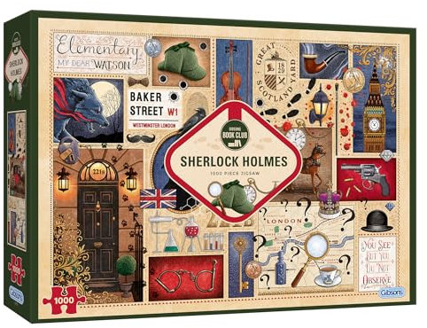 Gibsons Book Club: Sherlock Holmes 1000 Piece Jigsaw Puzzle for Adults | Made in The USA | B Corp