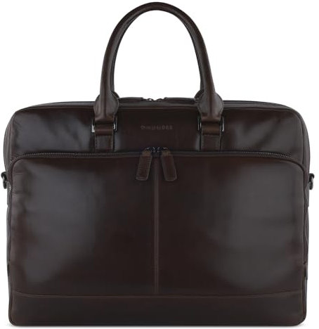 bugatti Romano Aktentasche groß mit einem 15 Laptopfach aus hochwertigem Leder in Braun