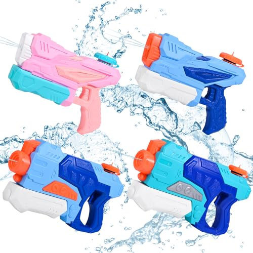 4 Pcs Pistolet a Eau, GuKKK 550+300ml Puissant Pistolet à Eau, Pistolets à Eau pour Enfant avec Capacité d'humidité Une Portée de 7-10 M, Jouet Pistolet à Eau pour Piscine de Plage Extérieure Jardin