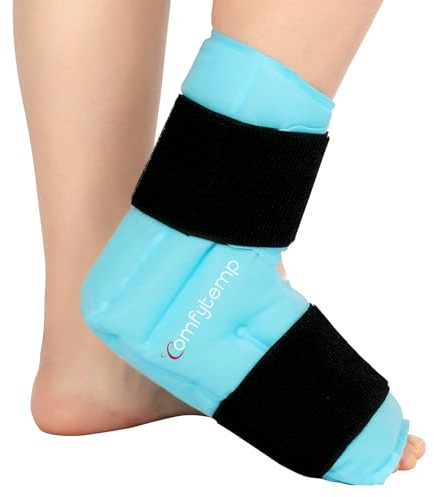 Comfytemp Ankle Foot Ice Pack Wrap for Plantar Fasciitis Relief, Ankles Brace for Sprain, Heel Spur, Swelling, Achilles Tendonitis, Cold Bag for Injuries Reusable, Hot Cold Compress, 1 Pack (Blue)