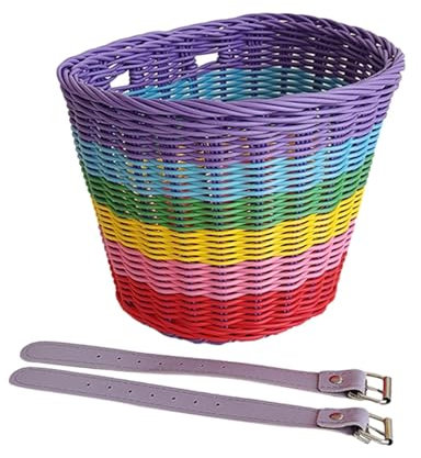 Harilla Kinderfahrradkorb Fahrradkorb Fahrradzubehör Tragelenkerkorb Fahrradkorb für Kinder Jungen Sport Outdoor, Regenbogen 21x18x17cm