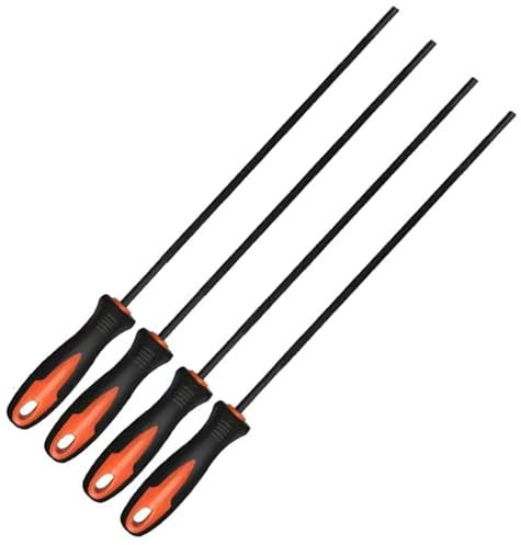 4 Stück Kettensäge Schärfen, Pferd Rundfeile, Feile Kettensäge, Rundfeile Kettensäge, Kettensäge Feilen, Feilenset, Gibt Es 4 Größen Von 3.2mm, 4.0mm, 4.8mm, 5.5mm Pferd Feile Geeignet für Kettensägen