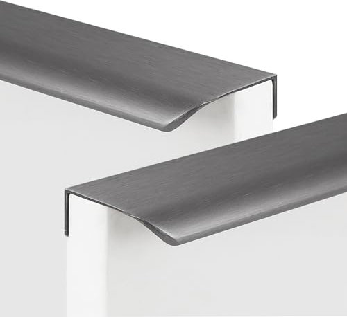 2 Stück Möbelgriffe Versteckter,Kleiderschrankgriffe invisibilità,Schrankgriff Aluminium,Türklinken Modernes,Profilgriff Geschwungener,Türgriff Schubladengriff Knöpfe (Gebürstetes Grau,1200mm)