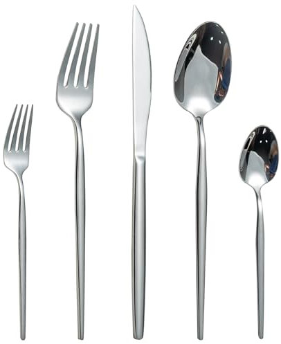 Besteck Set, LAZAHOME 30-teilig Besteckset für 6 Personen mit Messer Gabel Löffel, Edelstahl Essbesteck für Familie/Party/Hotel/Restaurant, Silber Tafelbesteck, Spiegelpoliert&Spülmaschinenfest