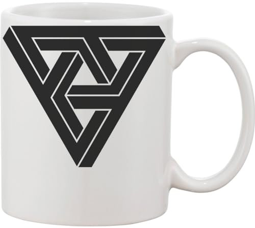 Optical Illusion Interlaced Triangle Ceramic Mug White