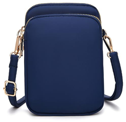 JANKS Kleine Crossbody-Tasche für Damen, wasserdichte Mini-Handygeldbörsen für Damen und Herren, lässige, mittelgroße Crossbody-Tasche, Blau dunkel, Large