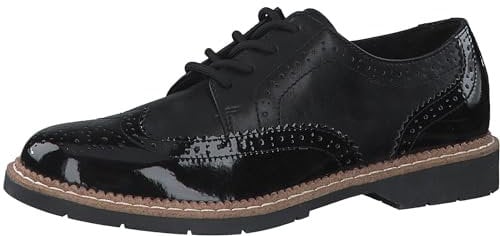s.Oliver Damen Schnürschuh eleganter Brogue Halbschuh mit Lochmuster 5-23604-43, Größe:41 EU, Farbe:Schwarz