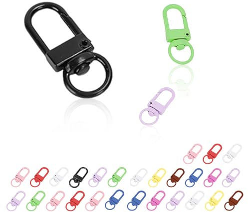 0XBIT Attache Porte Clé, 40 Pièces Mousqueton Porte Clé Alliage de Zinc, Couleur Aléatoire, Porte Clefs avec Boucle à Griffe rotative, pour Jouets Suspendus, Clés, Accessoires DIY
