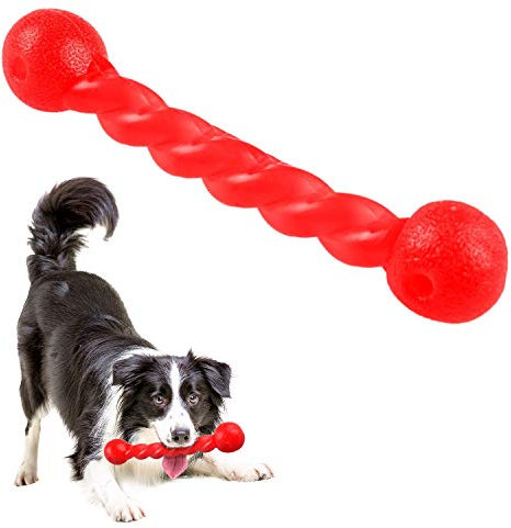 Qianyou Hundespielzeug für Zähne, Gummi Spirale Kauknochen Ungiftig Unzerstörbar Hundemolarenstab Welpen Intelligenzspielzeug Weich Beißwiderstand Hundezahnbürste Haustier Mundpflege, Rot