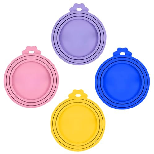 Dokeno Deckel aus Silikon, 3-in-1, für Hunde und Katzen, Universal-Silikon-Deckel, für Haustiere, für mehrere Größen, 4 Stück