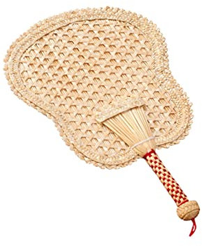 FUNOMOCYA Elegant Summer Hand Fan Handmade Knitted Cattail Leaf Fan Perfect for Beaches and Parties