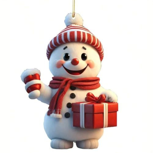 WMFASBAG Muñeco de Nieve árbol de Navidad Colgante acrílico árbol de Navidad decoración con cordón Lindos Adornos Colgantes Decorativos para Ventana Chimenea