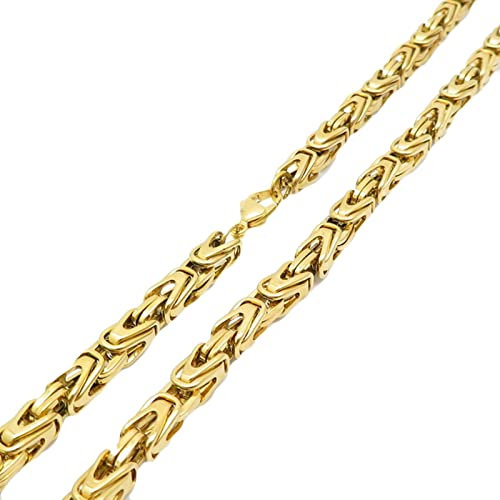 Tolldek Edelstahl Halskette Männer 45cm, Byzantine Königskette Herren Gold Edelstahl Ketten Breit 6MM, Metallketten Punk Hip Hop
