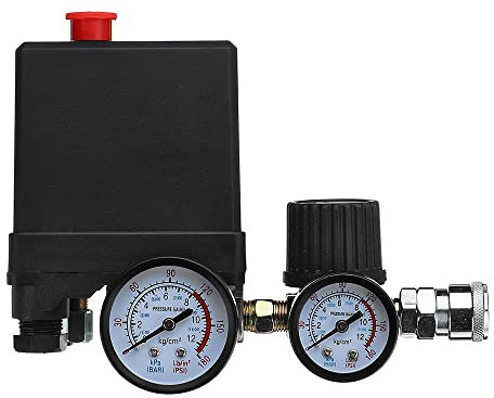 Wasserdruck-Regler, Druckkontrollschalter for Luftkompressorpumpe, 4-Port-Verteiler-Druckminderer, 30-120 PSI-Steuerventil mit Manometer, 380 V(380v)