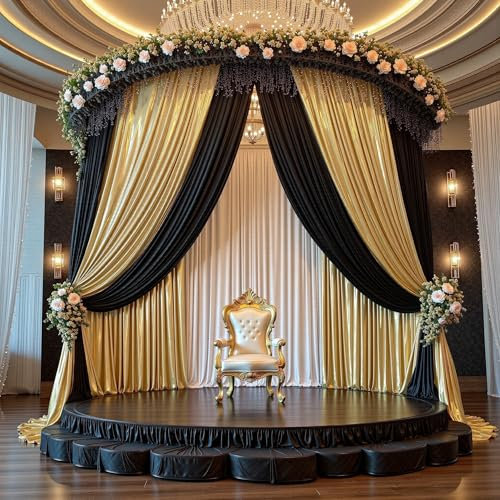 3×3,6 m goldene glitzernde Vorhangpaneele für Hintergründe, Dicke, fusselfreie, Schimmernde Pailletten-Hochzeitsvorhänge, 2 Paneele 1,5×3,6 m für Geburtstagsfeiern und Fotoshootings