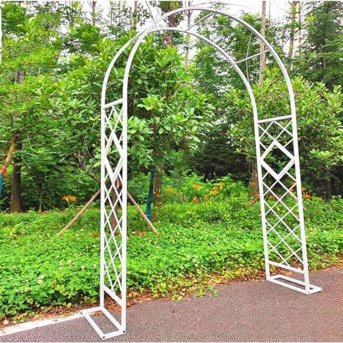 Traliccio da giardino in metallo bianco, 300 cm, robusto pergolato ad arco per rose, piante e viti, pergolato per pergola da esterno per sentieri e ingressi, struttura di supporto tubolare resistente