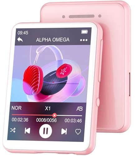 128Go Lecteur MP3 Bluetooth 5.4, Oilsky 2,4'' Écran Tactile Baladeur MP3, MP3-Player Portable avec Haut-Parleur, Radio FM, Musique Lecteur pour Enfants (Rose)