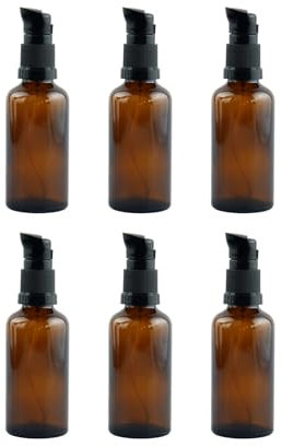 6 Stück 30ml Glasflaschen Braun, Pumpspender, Bernsteinfarbene Glas Lotion Flaschen, Lotionspender Braunglas Flasche mit Pumpe, Ätherisches Öle Flaschen Reise Flaschen Creme Lotion Flasche Pumpflasche