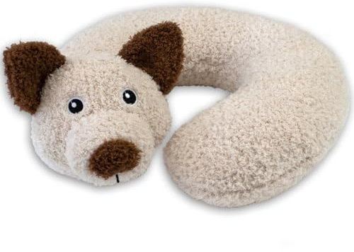 Delindo Lifestyle Nackenkissen Rocky, Kinder ab 3 Jahre, Nackenhörnchen im Plüsch-Design, weich gepolstert, Reisekissen für Auto und Flugzeug