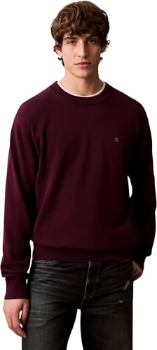 Calvin Klein Herren Pullover Relaxed Crewneck aus Baumwolle, Violett (Passion Plum), S
