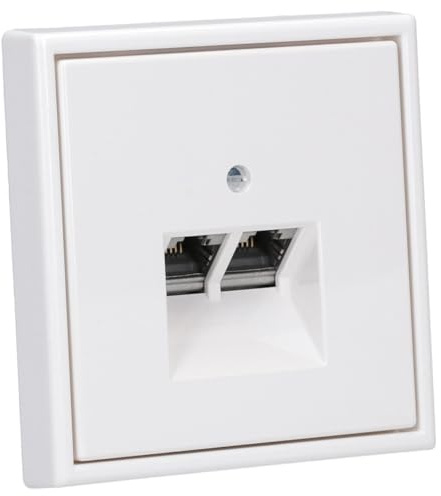 JUNG Serie LS Cat.6A Doppel-Netzwerkdose Alpinweiß | mit Cat.6A UAE-Anschlussdose 2-fach, LS969-2UAWW Abdeckung, LS981WW Rahmen 1-fach