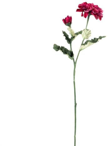 artplants.de Künstlicher Zweig Zinnie GUNDISINE, Dunkelpink, 65cm, Ø9cm | Eco Collection - Deko Blumenzweig