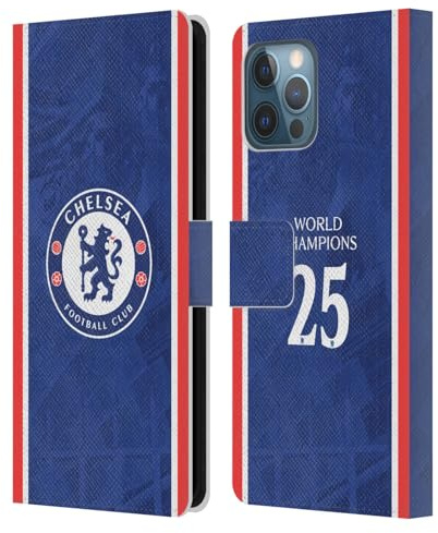 Head Case Designs Licenza Ufficiale Chelsea Football Club Divisa Home Campioni del Mondo 2025 Custodia Portafoglio in Pelle Compatibile con Apple iPhone 12 PRO Max