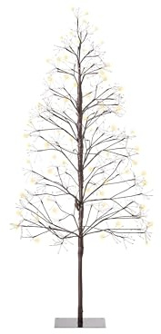 Beliani Albero di Natale Artificiale per Esterni e Interni 9 Tipi di luci LED Stile Moderno per Interni Pre-Illuminato 150 cm Marrone