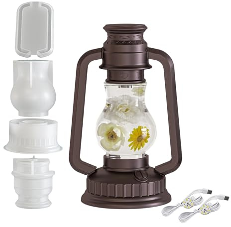 Epoxidharz-Formen | mit 2 LED-Lichtern aus Silikon, Camping-Laternenformen mit 2 LED-Lichtern | für Tisch, Zuhause, Büro, Nachttisch, Party, Hochzeit, Anfänger, Bastelliebhaber