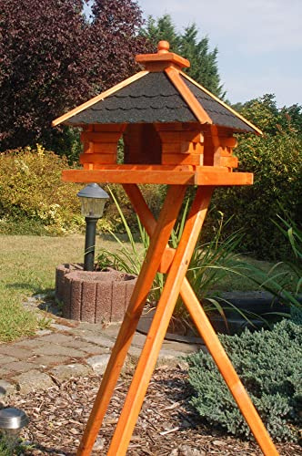 Deko-Shop-Hannusch XXL Futterhaus Vogelhaus mit Bitumenschindeln versch. Dachfarben wählbar mit oder ohne Vogelhausständer V20, Variante:V20 bitum grün XXL Solar