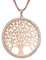Collana donna di moda, collana a forma di ciondolo albero della vita celtica per ragazze Collana a catena lunga con cristallo (Oro rosa)