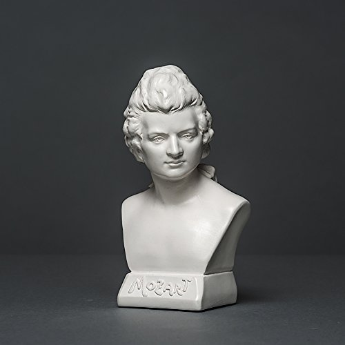 Skulpturenmanufaktur Potsdam Wolfgang Amadeus Mozart Skulptur aus hochwertigem Zellan, echte Handarbeit Made in Germany, Büste in weiß, 12cm